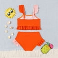 thumbnail image 5 of CAICJ98 Toddler Girl Swimsuit Summer 2 Piece Little Girls Bathing Suit Beach Girls' Color Block Bikini Swimwear (18-24 Months,Orange), 5 of 8