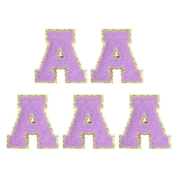 Uxcell Chenille Letter A Embroidered Patches 2.2" Self Adhesive Letter Stickers for Clothing(Purple, Pack of 5)