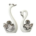 thumbnail image 3 of FashionCha 2 Pieces Swan Sculpture Ceramic Figurine Artwork Decorative Crafts Animal Statue White, 3 of 9