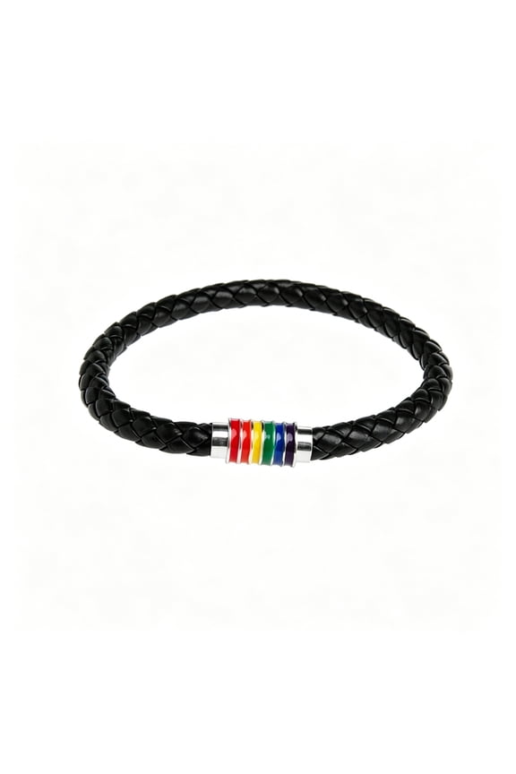2026 New Leather Braided Lovers Pride Rainbow Bracelets with Metal Clasp for Couple,Gift,Party,Festival,Casual