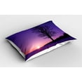 thumbnail image 2 of Ambesonne Tree Pillow Sham 2 Pack, Sunset Nature Landscape, 26"x20", Purple Black, 2 of 3