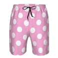 thumbnail image 3 of Balery Pink And White Polka Dot Traje de Baño Estilo Hawaiano para Hombre, Shorts de Secado Rápido con Bolsillos-Small, 3 of 6