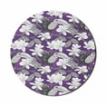 thumbnail image 1 of Floral Mouse Pad for Computers, Plumeria Flowers and Toucan Bird Hand Drawn Demonstration on Violescent Backdrop, Round Non-Slip Thick Rubber Modern Mousepad, 8" Round, Grey and White, by Ambesonne, 1 of 2