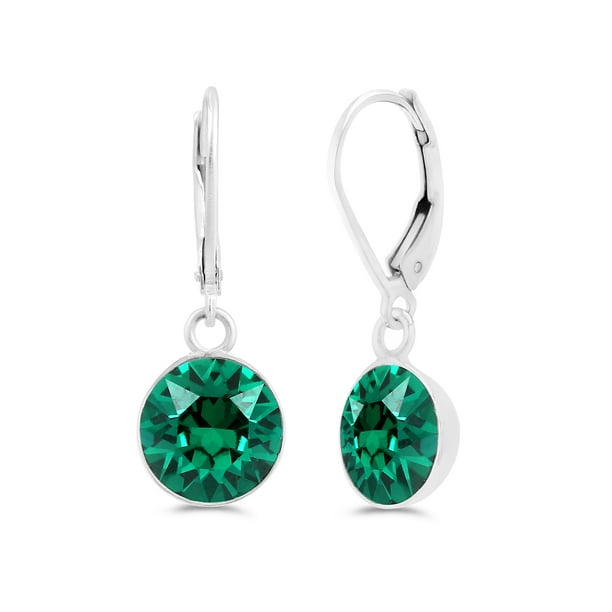 Fashionq Retail Swarovski Earrings, May Birthstone Emerald Color Swarovski Dangle Earrings For Women, Swarovski Crystal Earring Dangles With Certifica