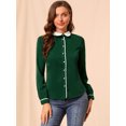 thumbnail image 2 of INSPIRE CHIC Chemise de Travail à Manches Longues Col Poupée Boutonnée pour Femmes Vert TG, 2 of 6