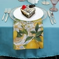thumbnail image 4 of PHYHOO Lemon and Fruit Cloth Napkins White Flowers Watercolor Pattern in Sicilian Style Golden Monograms Polyester Kitchen Dinner Napkins for Holiday Festive Wedding Decor 2 PCS, 4 of 7