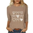 thumbnail image 3 of RKSTN Valentines Gift 3/4 Length Sleeve Womens Tops Oversized Crewneck Valentine Day Loves Heart Graphic Print Short Sleeve T Shirt Womens Casual Plus Size Round Neck Three Quarter Sleeve Tee Shirt, 3 of 6