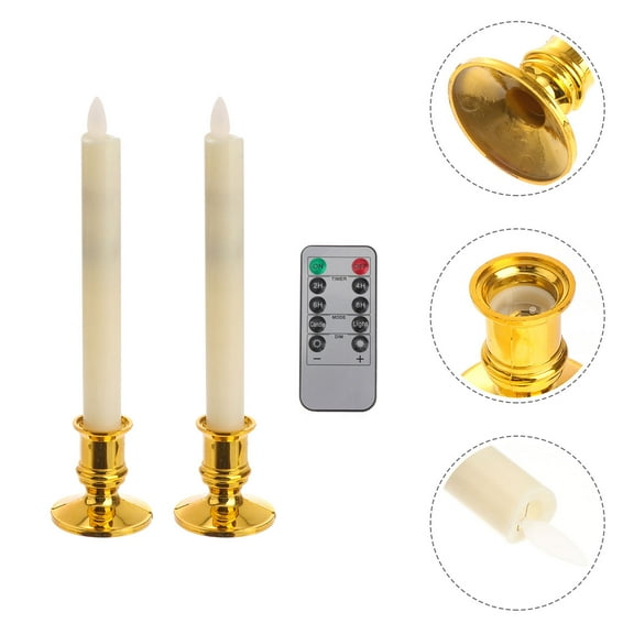 LEORX 2Pcs Electronic Candle Light White LED Flameless Flickering Swing with Remote