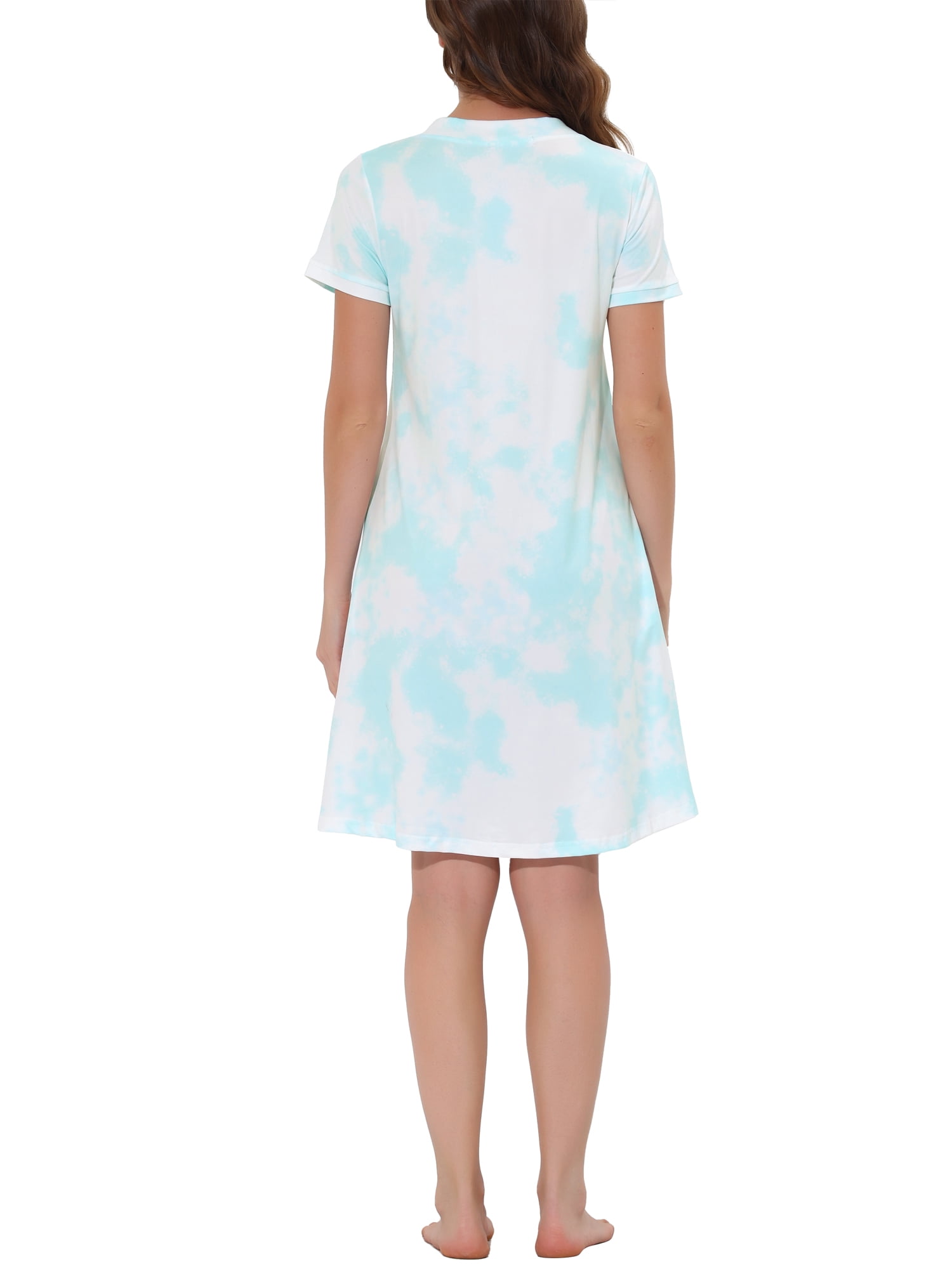 Unique Bargains Women's Pajama V-Neck Nightshirt Sleepwear with Pockets Lounge Nightgown