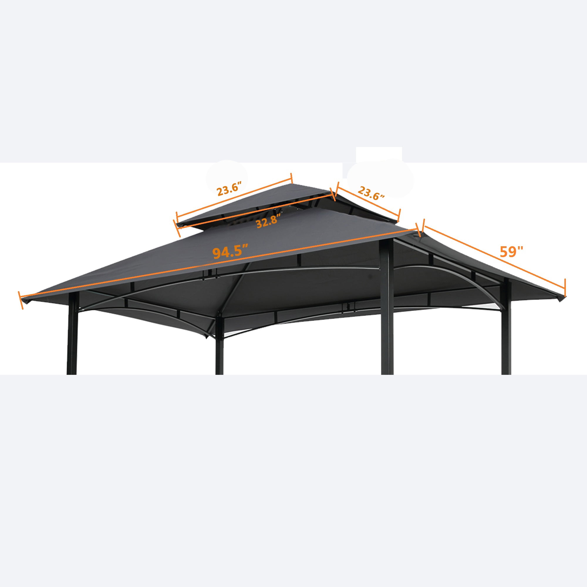 Faitaliicy 8x5Ft Grill Gazebo Replacement Canopy Roof Double Tiered BBQ Tent Cover Outdoor Grill Shelter Canopy Top With Rainproof Fabric For Backyard Park,Without Metal And Other Structures