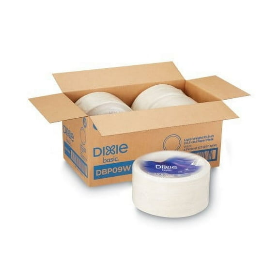New Dixie Paper Dinnerware, Plates, White, 8.5" Diameter, 125/Pack, 4/Carton,Each