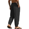 thumbnail image 3 of TANBOM Men's Loose Fit Cotton Casual Drawstring Pants, Black, 1-Pack, L, 3 of 8