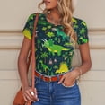 thumbnail image 4 of Goofa Dinosaurs and Flowers Printed Women Rash Guard Short Sleeve,Tummy control Swimsuit Surfing Swimsuit Bathing Suit One Piece Swimsuit UPF 50-X-Large, 4 of 9