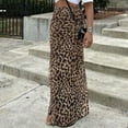 thumbnail image 5 of DHFJKG Skirts For Women Leopard Flare Hem Side Slit Maxi Long Skirt Stretchy Flowy Slim Fit Bodycon Versatile Skirt, 5 of 8