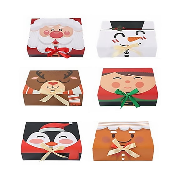 Christmas Gift Boxes with Lids, 6 Pack Gifts Box and Various Ribbon Christmas Themed Pattern Small Gift Boxes for Xmas Presents Gifts