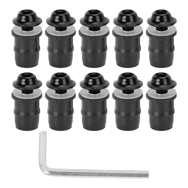 Kit de 10 tornillos y pernos universales para parabrisas de motocicleta M5 x 16 mm/0,6 pulgadas con llave, color negro