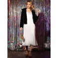 thumbnail image 2 of INSPIRE CHIC Abrigo de piel sintética para mujer, chaqueta, cuello de punta, mullido, frente abierto, cálido, prendas de vestir de invierno Negro S, 2 of 5