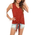 thumbnail image 4 of Uvplove Womens Tie Front Chiffon Blouses V Neck for women Sleeveless Summer Tops Shirts,US Size,Flower Wine Red,XXL, 4 of 10