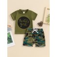 thumbnail image 3 of Elippeo Baby Girl 2 Piece Outfits 6 12 18 24 Months 3 Years Round Neck Short Sleeve Letter Print Tops + Elastic Waist Camouflage Shorts Infant Toddler Summer Set, 3 of 9