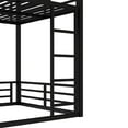 thumbnail image 4 of Full XL over Full XL Size Floor Bunk Bed Frame with Safety Guard Rails and Ladder, Heavy-Duty Metal Bunk Bed for Bedroom, Guest Room, Dorm, Noise-reduced Design, Mattress Not Included, Black, 4 of 9