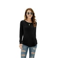 thumbnail image 4 of HOWCOME Fall Long Sleeve Side Split Casual Loose Tunic Womens Blouses, 4 of 5