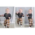 thumbnail image 2 of Younger Tree Newborn Baby Boy Fall Winter Long Sleeve Button Plaid Romper Pants Clothes Outfits,6-12M, 2 of 7