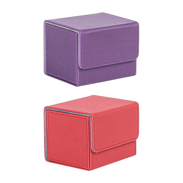 Estuche para Cartas Baoblaze 2 Piezas de Cuero PU Organizador de Colección Tarjetas Rojo y Violeta