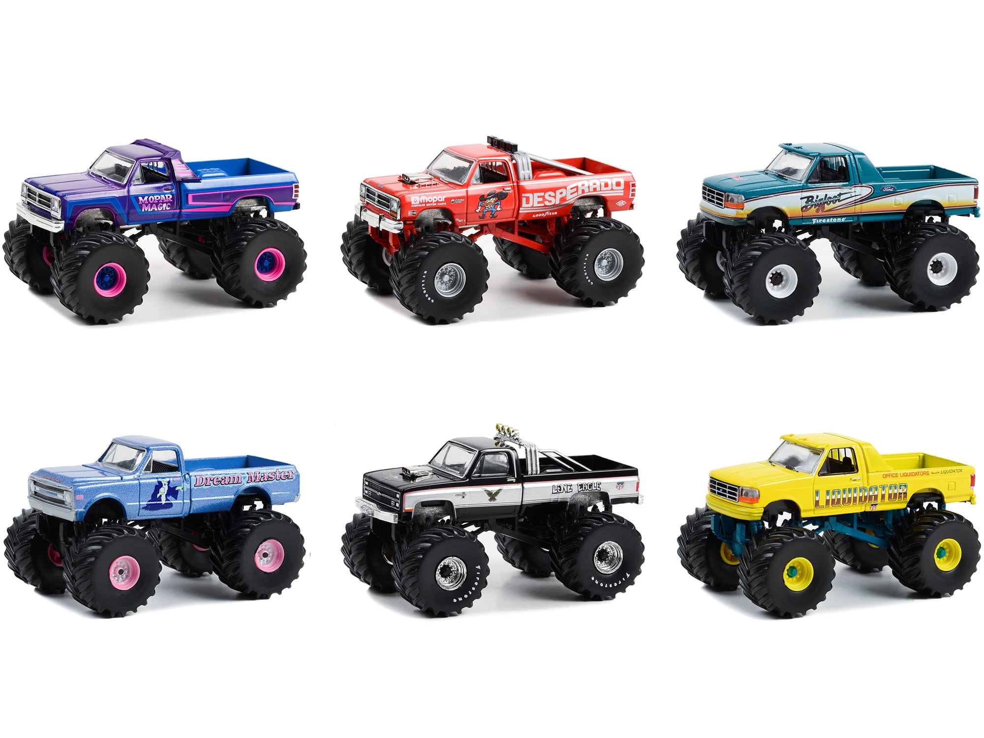 Diecast "Kings of Crunch" Set of 6 Monster Trucks Series 12 1/64
