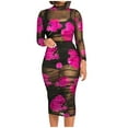 thumbnail image 1 of Mikilon Robes d'Été pour Femmes Ensemble Jupe Sexy Manches Courtes Robe en Maille Imprimée Serrée Plus Petit Gilet Plus Jupe Ensemble Trois Pièces Rose Vif TP, 1 of 6
