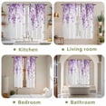 thumbnail image 6 of Wisteria Flowers Kitchen Curtains, Purple Floral Warercolor Summer Light Filtering Window Curtain Panels, 2Pcs Rod Pocket Window Treatments Set for Living Room Bathroom Bedroom 42x63 Inches, 6 of 9