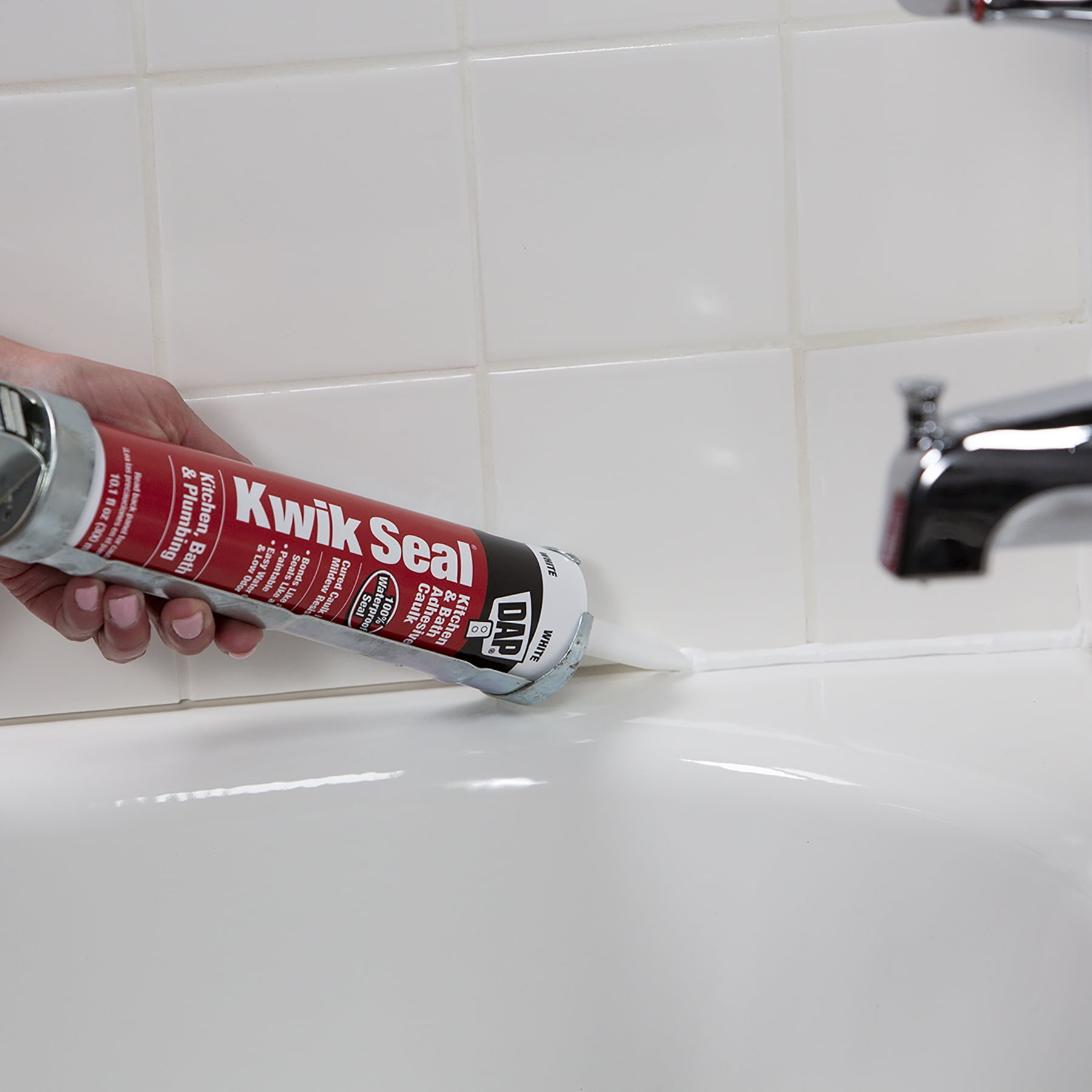 (2 pack) DAP Kwik Seal 10.1 oz White Adhesive Kitchen and Bath Acrylic Latex Caulk