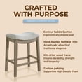 thumbnail image 3 of ROME + OAK Parker 26" Backless Saddle Kitchen Counter Stool, Oak, Grey Upholstery, 4 Pack, 3 of 12