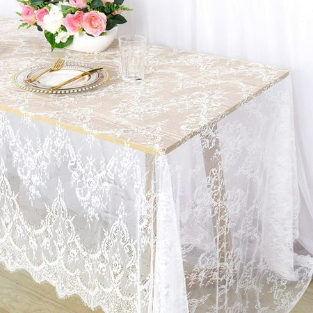 

Vintage-Lace-Tablecloth 60x120-Inch Small Lace Rectangle Tablecloth Lace Boho Print Tablecloth Lace Overlay Tablecloth Lace Table Runner Overlay (2 White)