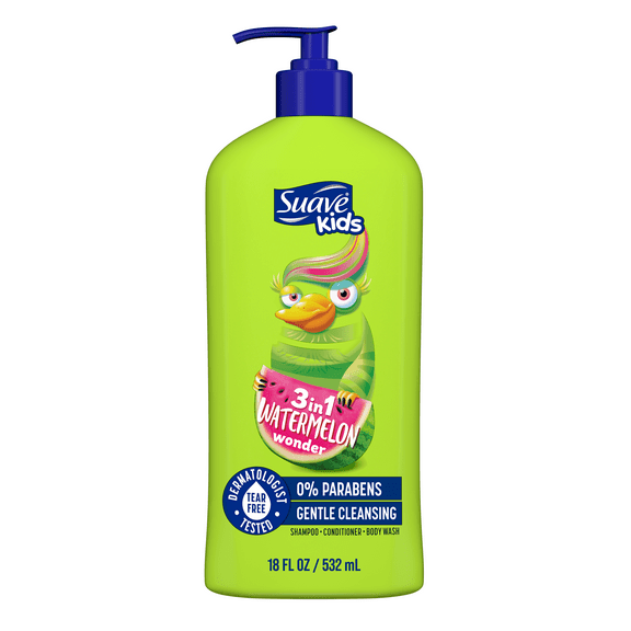 Suave Kids 3-in-1 Shampoo Conditioner & Body Wash, Wacky Melon, 18 oz