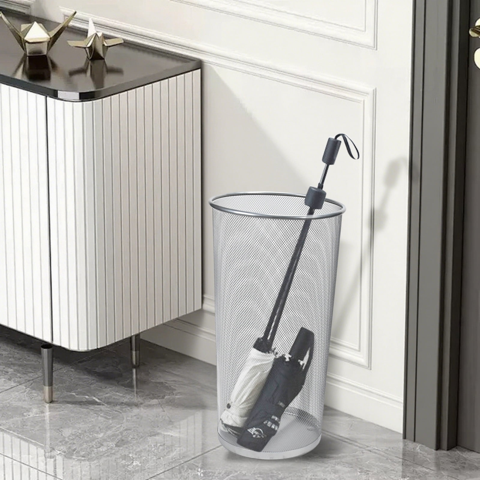 2 Pack Large Metal Mesh Umbrella Stands - 10.5x20 Inch Freestanding Umbrella Holder for Entryway, Organizes Canes, Walking Sticks & Wrapping Paper - Home, Office & Hotel Storage Solution