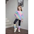 thumbnail image 4 of Arshiner Girls 2 Piece Clothing Set Long Sleeve Casual Tee & Skinny Color Block Printed Leggings Holiday Outfits, 4 of 5