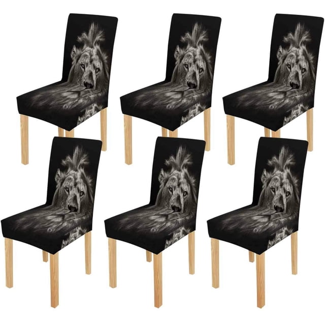 Funda Protectora para Silla ABPHQTO Estiramiento Retrato de León Juego de 6