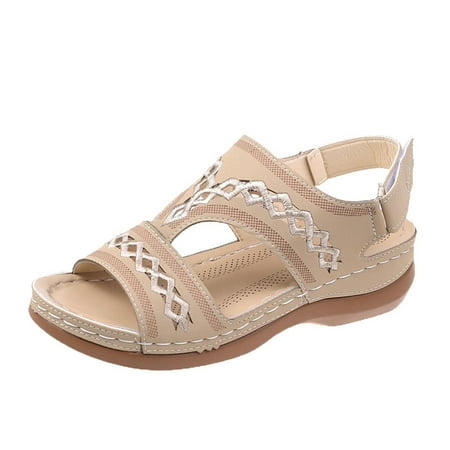 

Rdeuod Womens Shoes Summer Ladies Wedge Heel Retro Hollow Out Casual Women S Sandals