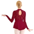 thumbnail image 4 of inhzoy Womens Adult Long Sleeve Lace Leotard Ballet Dance Gymnastics Ice Skating Dress, 4 of 4