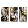thumbnail image 2 of Designart "River of Happiness Gold, Black, and White Abstract II" Abstract Painting Framed Wall Art Set Of 3 - Gold Modern Frame Gallery Set For Office Decor, 2 of 6