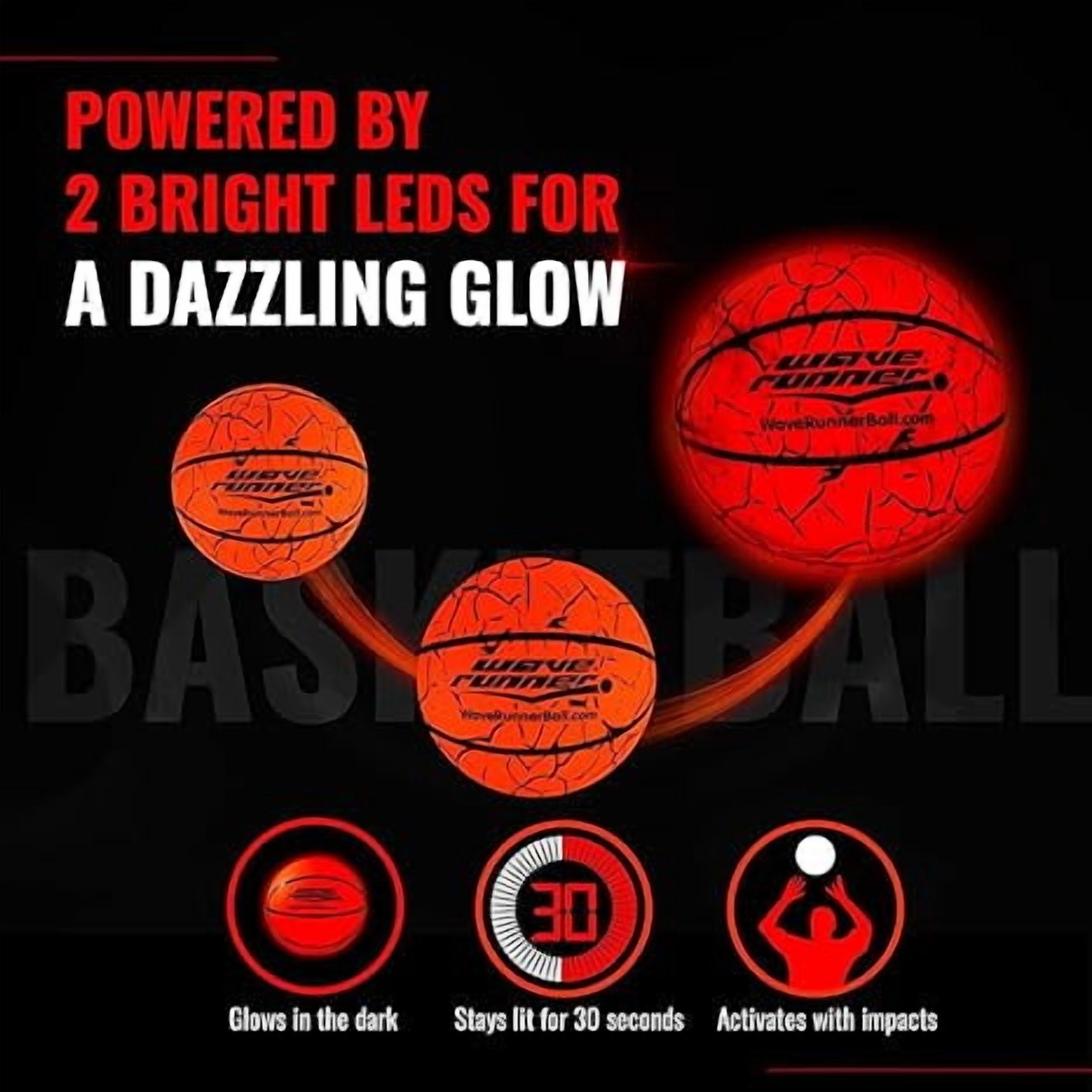 Light Up LED Basketball, Glow in the Dark with Pump and Batteries Included, Cool Sports Gift for Boys Ages 8-15