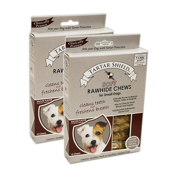 Tartar Shield Soft Rawhide Chews for Small Dogs 12 Count 2 Pack