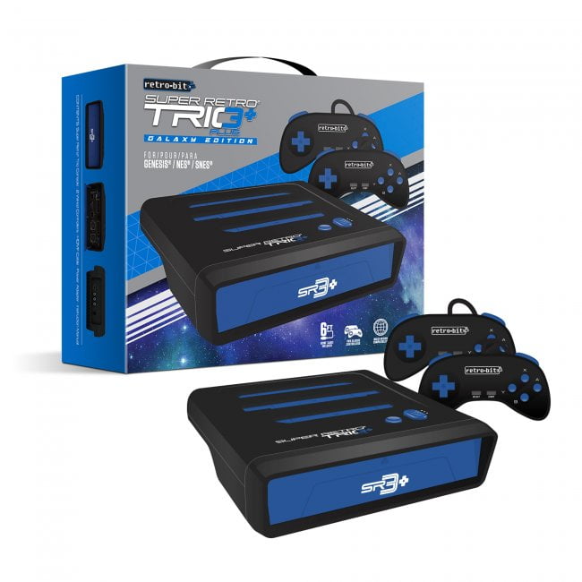 Retro Bit Super Retrotrio Plus Hd Nintendo Snes Nes Sega Genesis Console Galaxy Edition Walmart Com