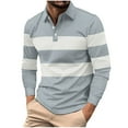 thumbnail image 2 of Golf Shirts for Men Business Casual Long Sleeve T-Shirts Pullover Button Collared Slim-Fit Color-Block Breathable Lapel Office Work Tees Tops, 2 of 8