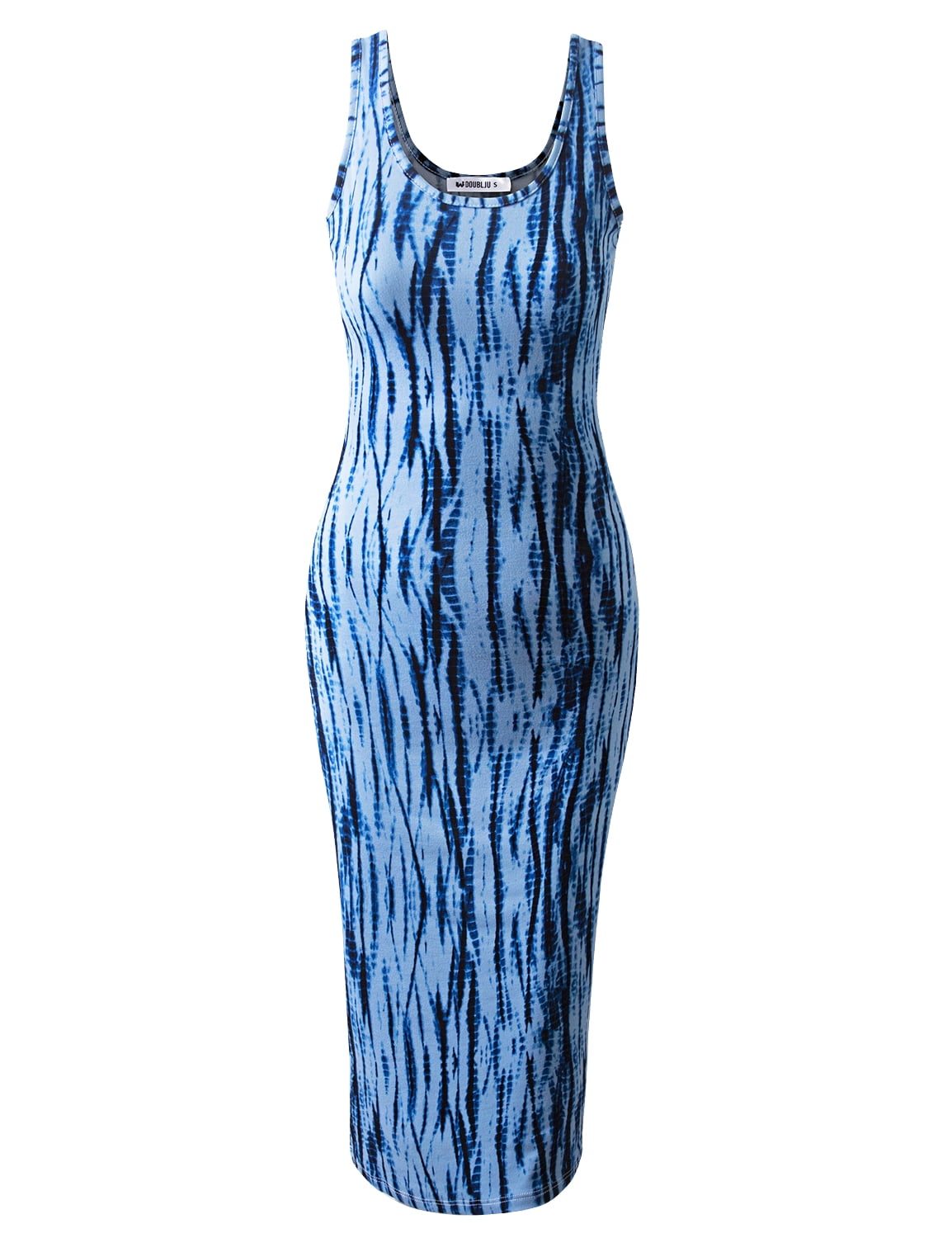 Doublju Women's Sleeveless Bodycon High Split Tank Midi Dress Shirring  Details Dress - Walmart.com