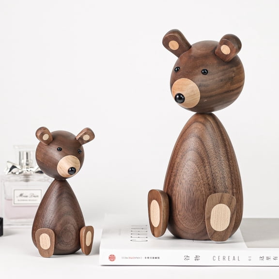 Nordic Wooden Brown Bear Crafts, Family Gifts, Home Decorative Figurines, Nordic Design