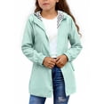 thumbnail image 6 of Puntoco Kids Rain Jacket Boys Girls Waterproof Hooded Raincoats Fashion Lightweight Windbreaker Fall Zip Jackets with Pockets Green 11 Years, 6 of 6