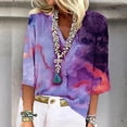 thumbnail image 2 of Tops de Mujer Camisas Casuales Blusas Moda Somfortable Cuello en V Manga 3/4 Top Estampado Odeerbi ODB153413, 2 of 8