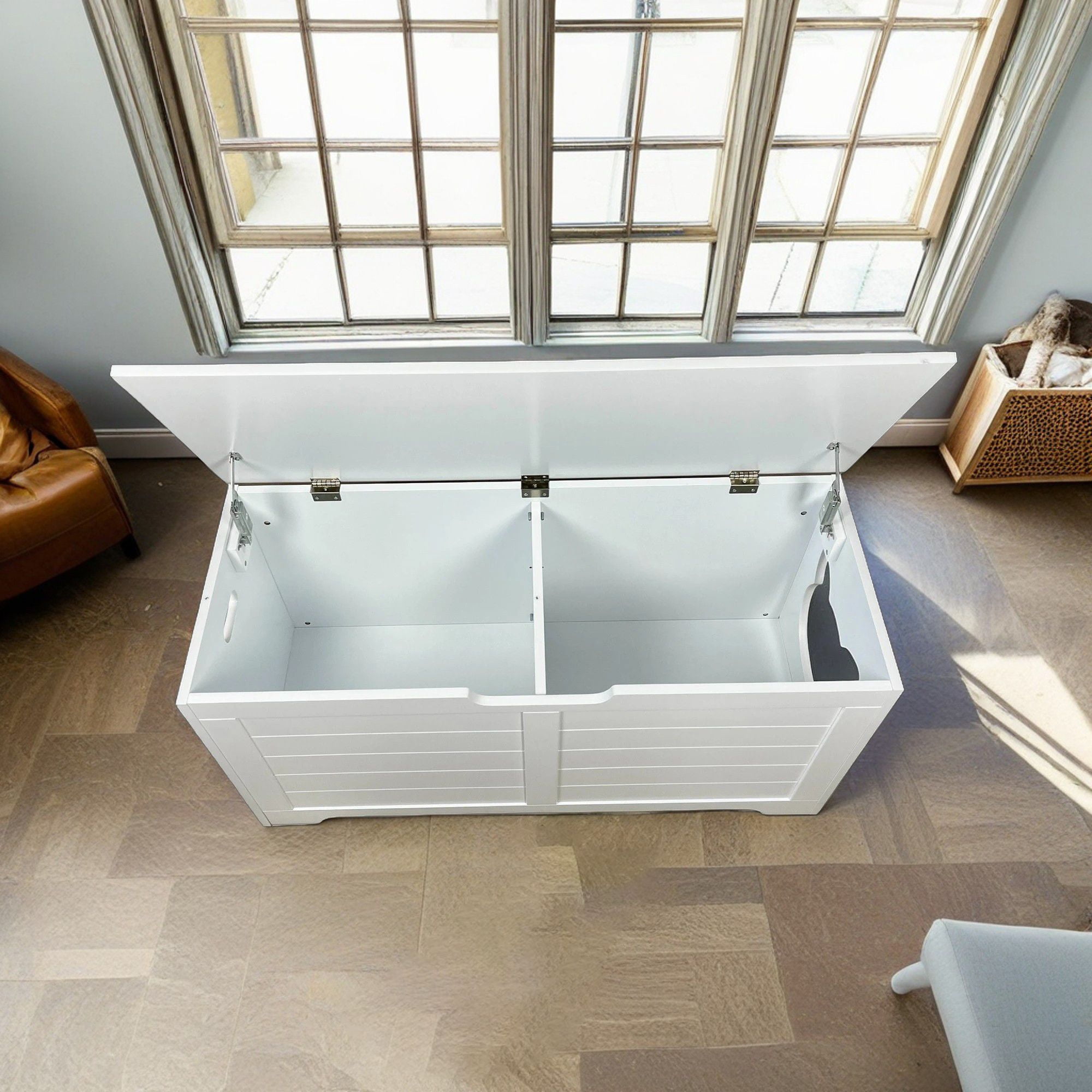 resenkos 39" Large Cat Litter Box Enclosure for Indoor Cats, Hidden Cat Litter Box Furniture, Top Open Cat Houses Washroom, White