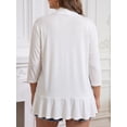 thumbnail image 5 of FlorCurve Plus Size Cardigans for Women 3/4 Sleeve Ruffle Cardigans Casual Lightweight Open Front Cover Up, White 3XL, 5 of 6